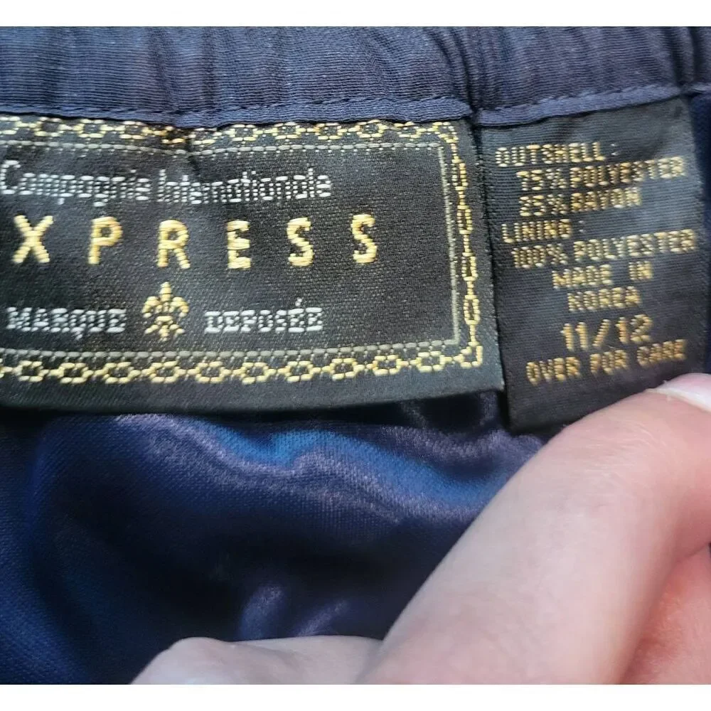 Vintage Express Skirt Women's Large Navy Blue Embroidered Leaves Fairy Witchy